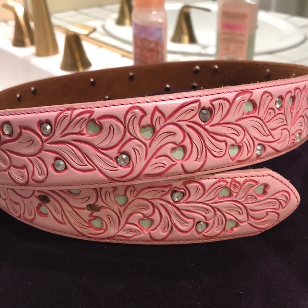 Tony Lama 36/W  leather  used belt - Picture 3 of 12
